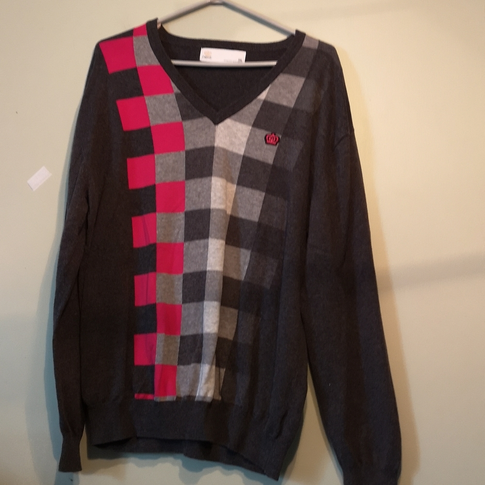 😄V neck sweater checkered XXL